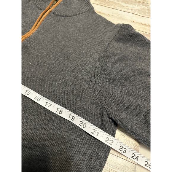 Vineyard Vines Cotton Wool Quarter Zip Sweater Men's Medium Leather Elbow Patch - Picture 6 of 7